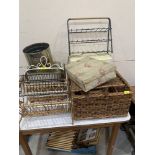 Wicker basket, wire racks, picnic box etc.