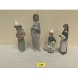 Four Lladro figures, the tallest 9¼' high