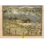 JEAN SCOTT-TONGE. BRITISH 20TH CENTURY A cottage in a meadow. Signed. Gouache. 12' x 16'