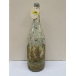 A wine bottle painted with a landscape. 18½' high