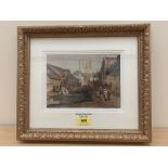 SAMUAL PROUT, ONS. BRITISH 1783-1852 A continental town with figures. Signed. Watercolour. 6' x 8¼'