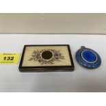An 800 silver and guilloche enamel box. 3¼' wide, together with a smaller example