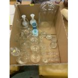 A box of glassware, the lot to include a glass dome