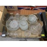 Two boxes of coloured and other glassware