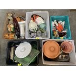 Five boxes of ceramics and glassware