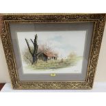 GOODE. BRITISH 20TH CENTURY A barn on a hillside. Signed. Watercolour 14' x 19½'