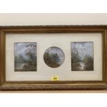 ENGLISH SCHOOL. EARLY 20TH CENTURY Three landscape vignettes. Oils on card. 6' x 4¾'; 4½' diam.