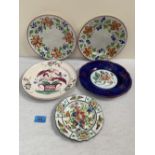 Five 19th century decorated plates