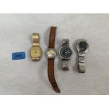 A Cyma Triplex stainless steel gentleman's wristwatch and three other watches