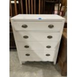 A painted pine chest of four long drawers. 29' wide