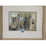 T. LEONARD EVANS. WELSH 1926-1990 A theme based on Bronwydd Castle, near Newcastle Emlyn. Signed,