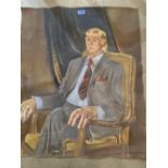 MONTAGUE LEDER. BRITISH 1897-1976 A portrait of a seated gentleman. Signed. Oil on unstretched