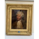 ENGLISH SCHOOL. 19TH CENTURY A portrait of a gentleman, he in a powdered wig and white stock. Oil on