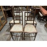 Two pairs of Edward VII inlaid side chairs