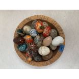 A collection of hardstone and other eggs