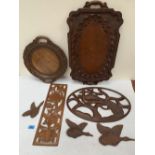 Seven items of Indian carved treen