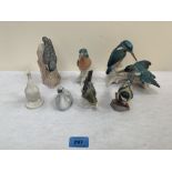 A collection of ceramic birds. Various factories