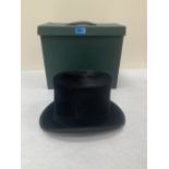 A Dunn + Co top hat in original box. Interior brim 7½' x 6'