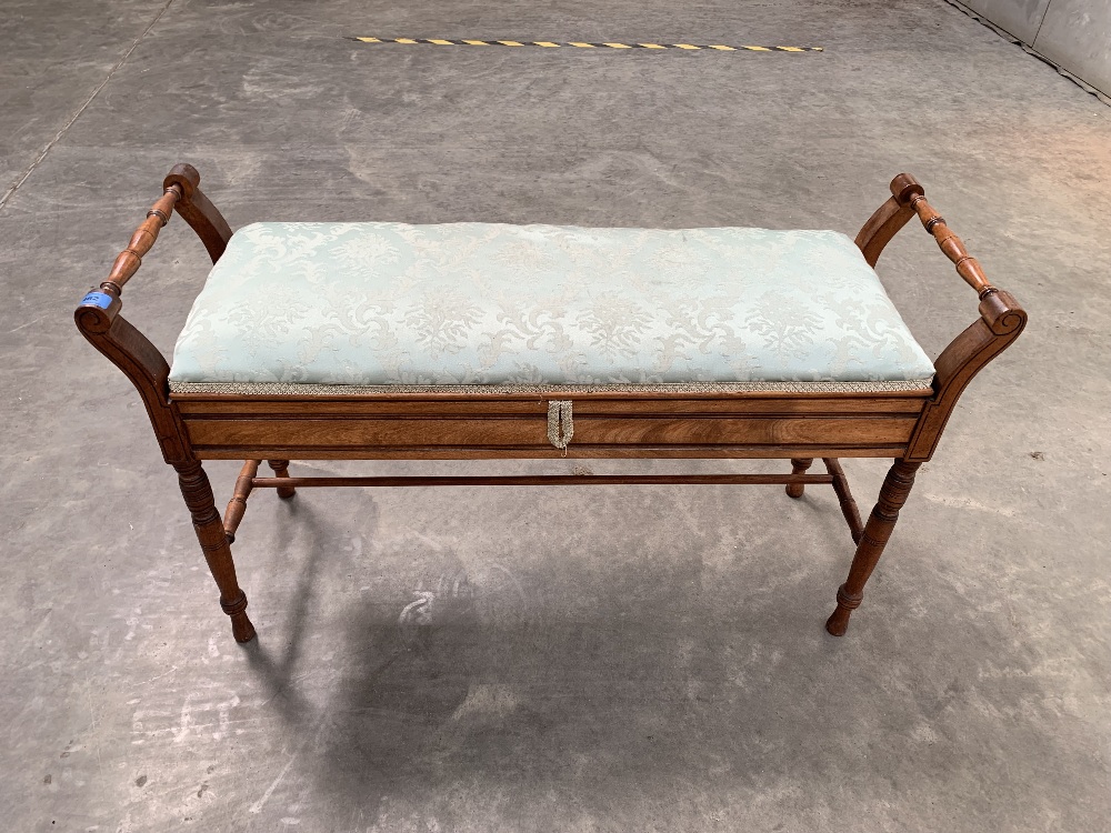 An Edward VII walnut duet stool. 40' long