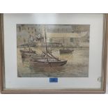 MARCUS HOLMES. BRITISH 20TH CENTURY A Cornish Harbour. Signed. Watercolour 9½' x 13'