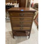 An Edward VII mahogany music chest with five fall-front drawers