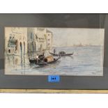 ITALIAN SCHOOL. 20TH CENTURY A Venetian scene. Indistinctly signed. Watercolour 6½' x 13'