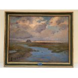 J.R. ABLETT. BRITISH 20TH CENTURY A Norfolk estuary. Signed. Oil on canvas 17¼' x 22½'