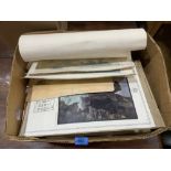 A box of pictures and ephemera