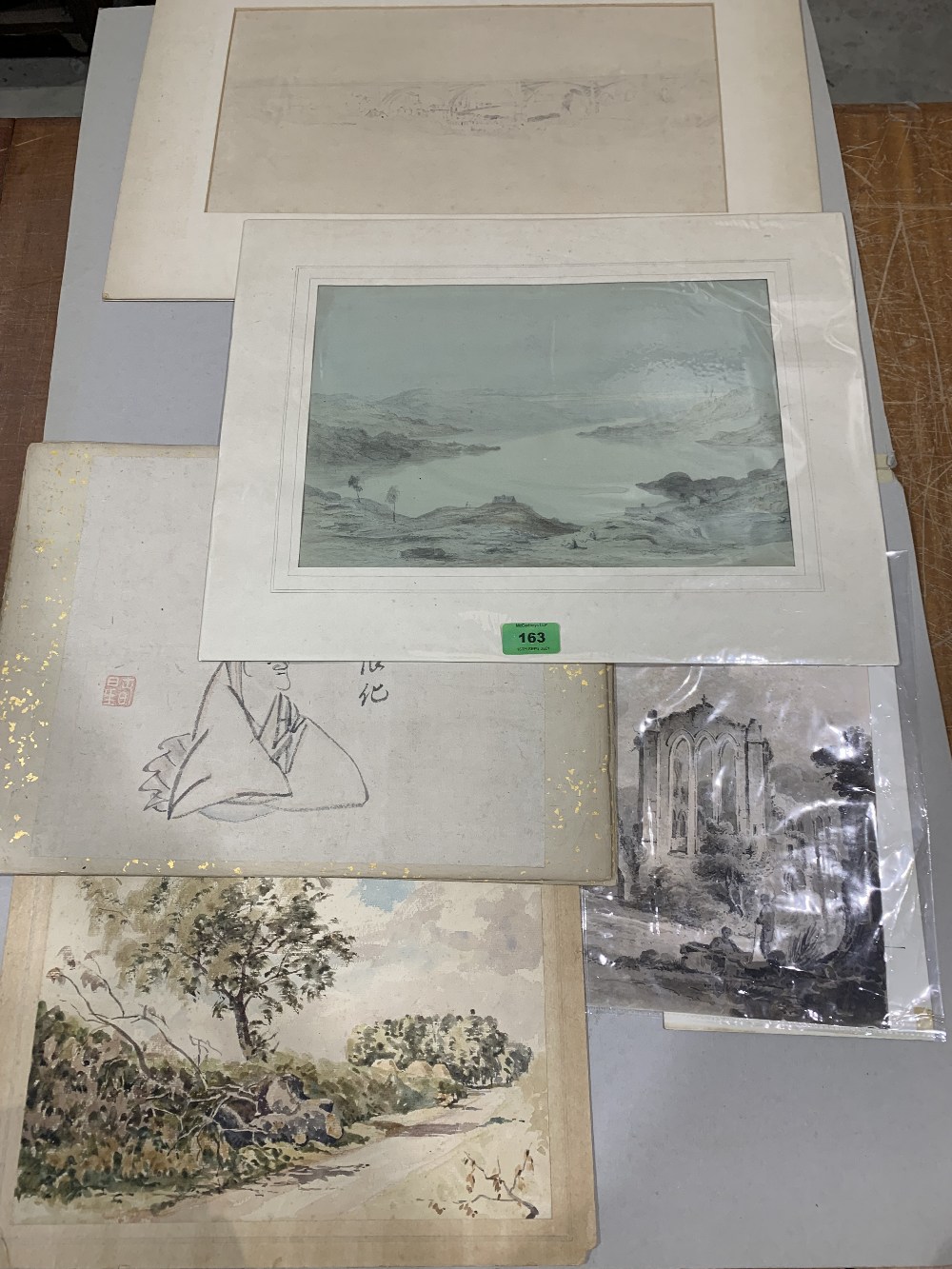 A folio of 19th century watercolours etc.