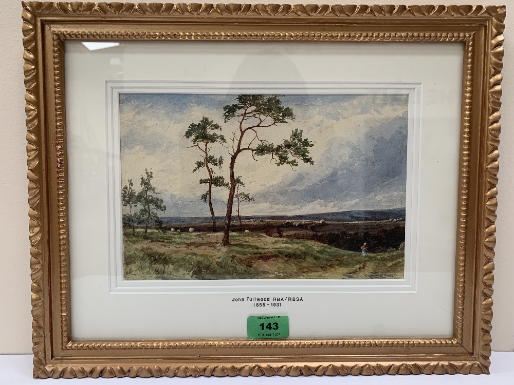 JOHN FULLWOOD, R.B.A; R.B.S.A. BRITISH 1854-1931 Near the Lickey Hills. Signed. Watercolour 6¾' x