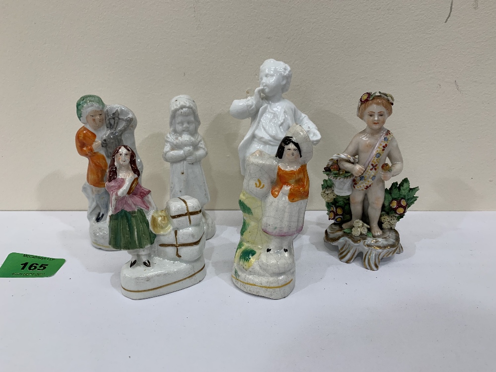 Six 19th century Staffordshire figures, the tallest 5' high