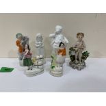 Six 19th century Staffordshire figures, the tallest 5' high