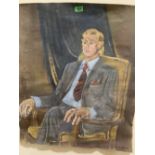 MONTAGUE LEDER. BRITISH 1897-1976 A portrait of a seated gentleman. Signed. Oil on unstretched