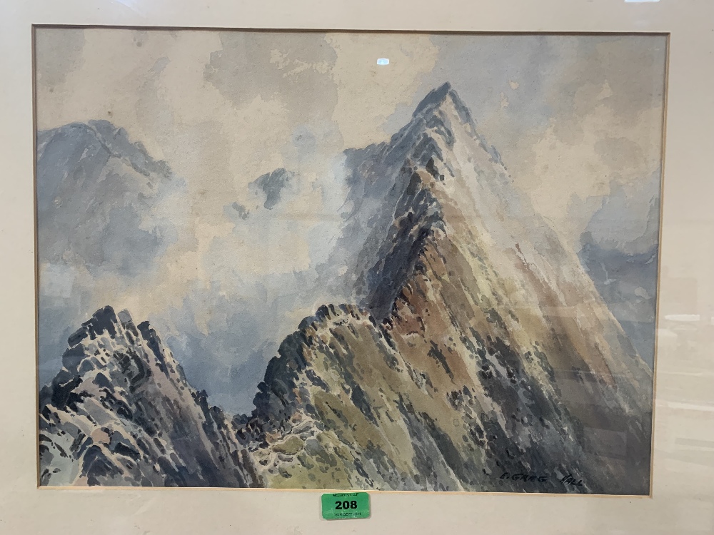 E. GREG HALL. BRITISH 20TH CENTURY Snowdonia landscape. Signed. Watercolour. 14½' x 19½'