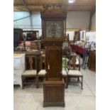 An 18th century oak and mahogany 8 day longcase clock, the 12' brass and silvered dial signed