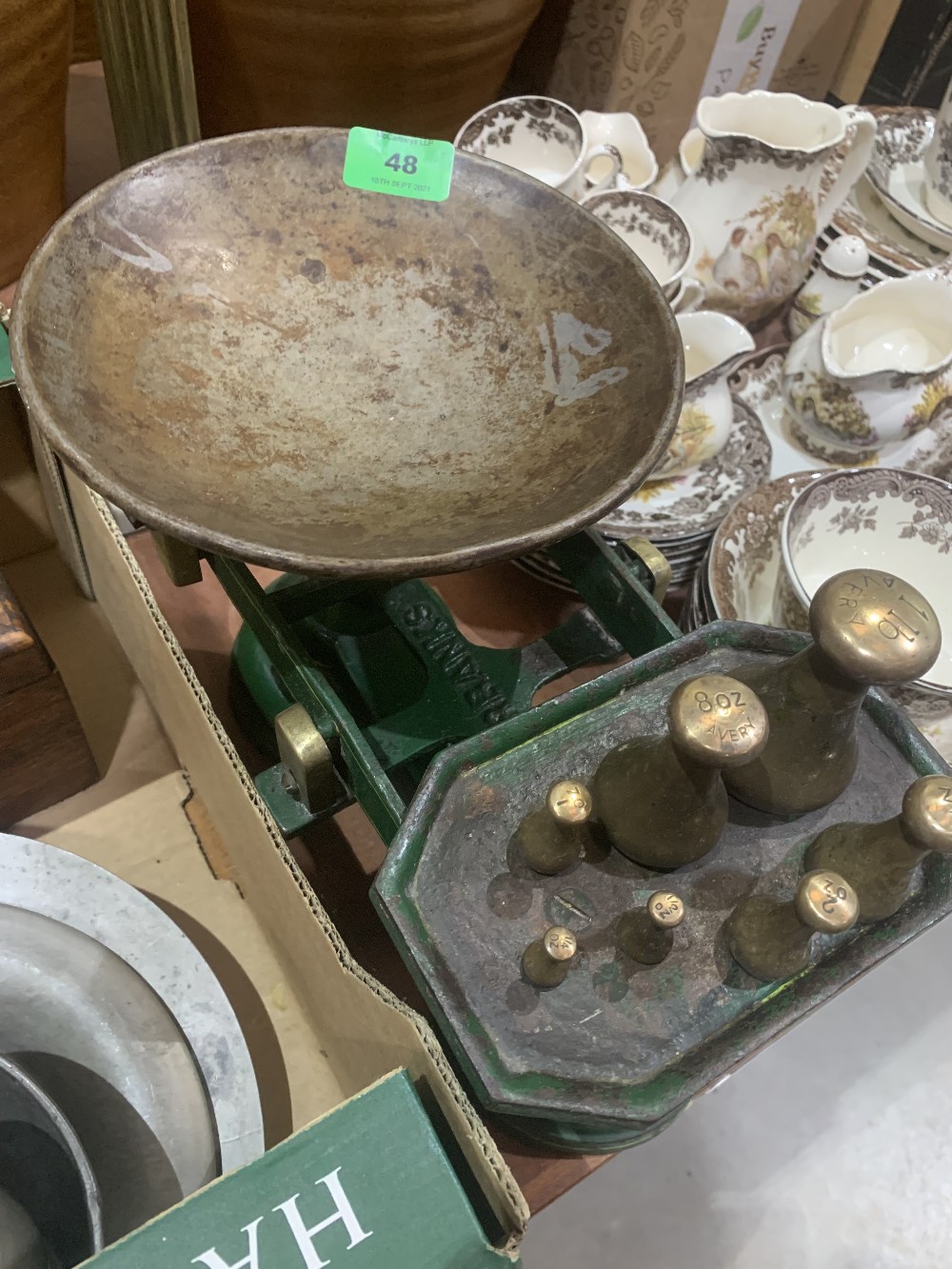 A set of Fairbanks weighing scales with brass weights