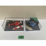 A Hot Wheels 1-43 scale 1999 Ferrari F399 Michael Schumacher and a Heritage models 1-43 scale Ligier