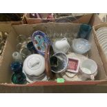 Two boxes of miscellaneous ceramics and glassware
