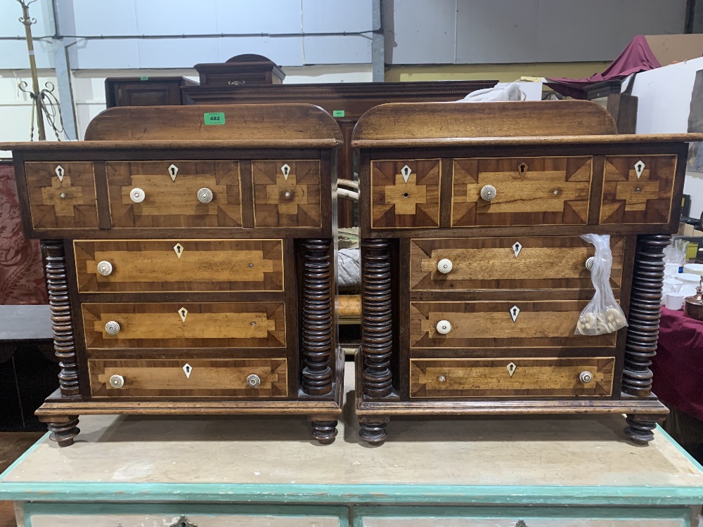 A pair of 19th century mahogany and crossbanded chests of one long over three shorter drawers