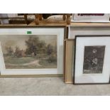 Five watercolour drawings and an engraving