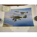 Eight signed aeronautical prints. Unframed