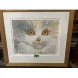 JOHN W. GOUGH. BRITISH 20TH CENTURY Study of a cat, watercolour 10' x 13', together with a