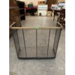 A 19th century double brass rail and wire mesh nursery fire guard. 33'wide x 27½' high