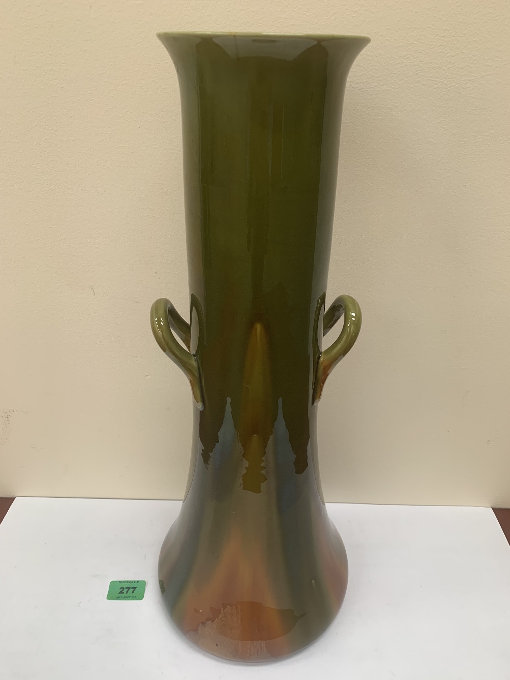 A Linthorpe pottery two handled vase, impressed mark and number 2301. Probably designed by Dr.