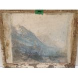 MANNER OF JOSEPH MALLORD WILLIAM TURNER. BRITISH 1775-1851 Alpine valley with distant Chateau of