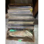 A box of LP vinyl and 78rpm records