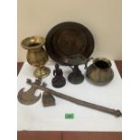 A collection of Asian metalware