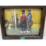 BERT HOOKHAM. BRITISH 20TH CENTURY A Dutch scene with two figures. Signed. Mixed media. 10' x 13'