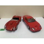 A Maisto 1-18 scale Ferrari 550 Maranello and a Burago 1-18 scale Ferrari 250 Testarossa
