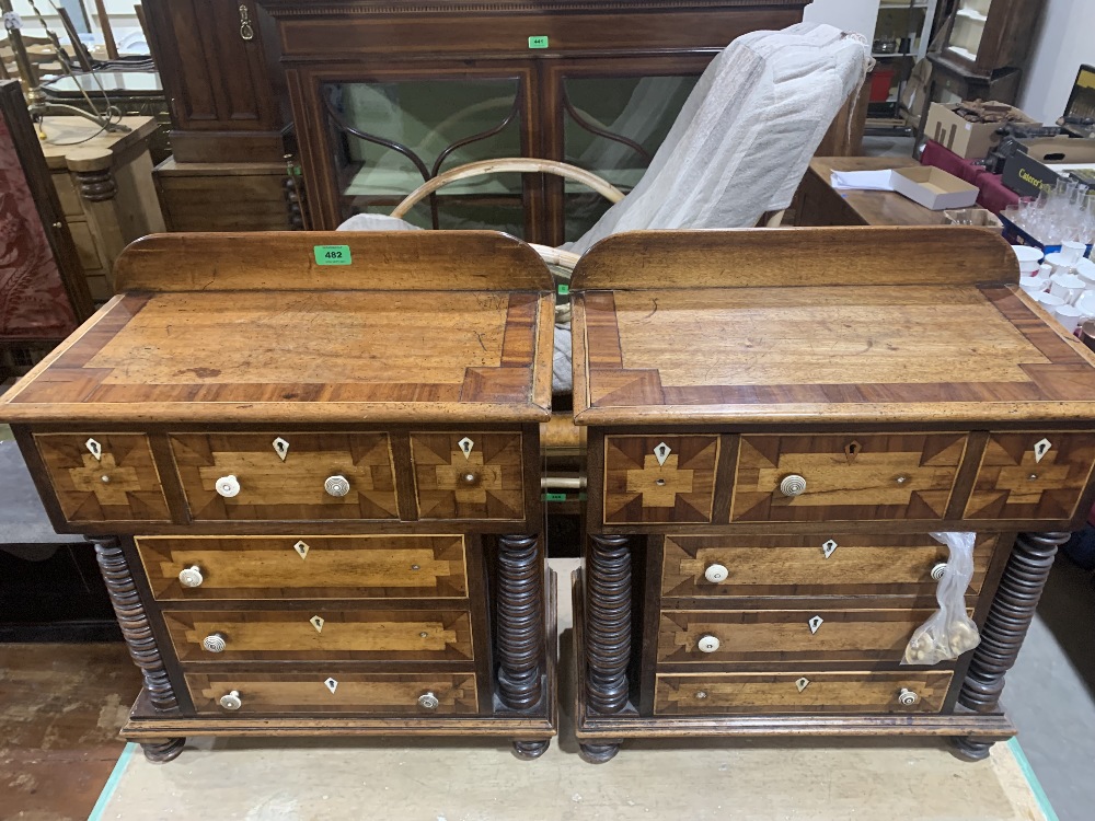 A pair of 19th century mahogany and crossbanded chests of one long over three shorter drawers - Image 2 of 2